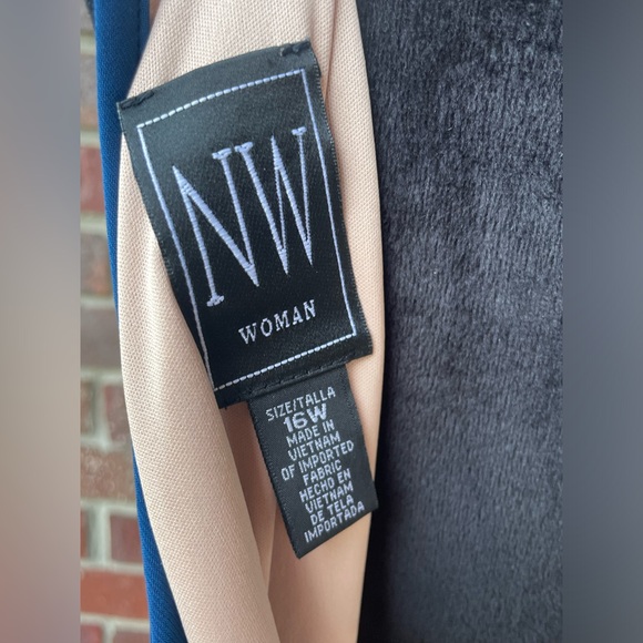 NW Woman Plus Size  16W Peacock Nude Blue  Gown Dress Sequins Sleeveless NWT - Picture 9 of 13